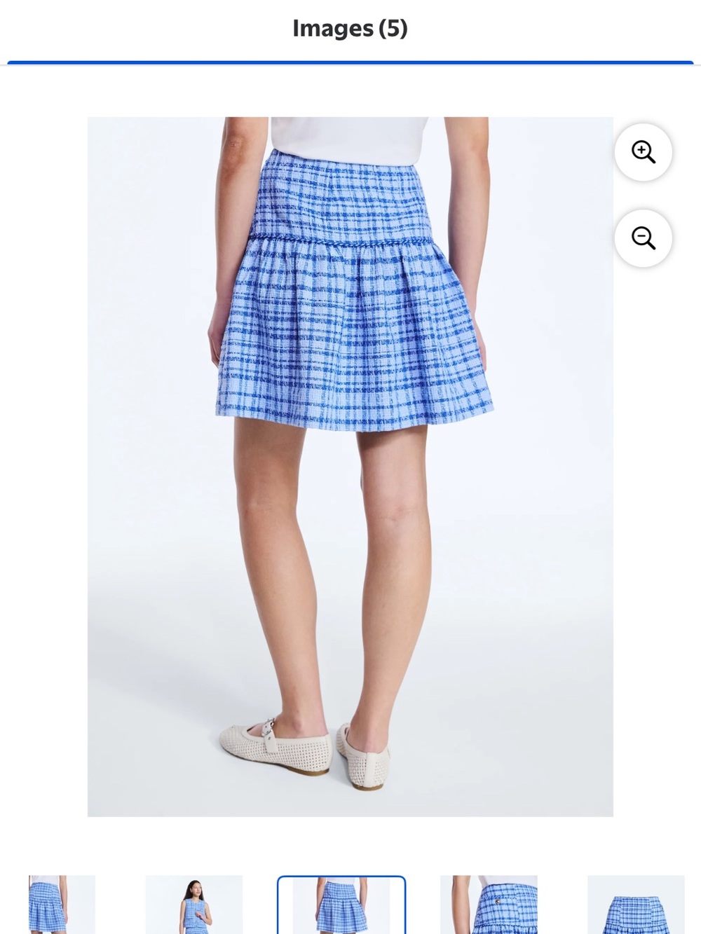 Blue Plaid Tiered Skirt - Picture 2 of 2